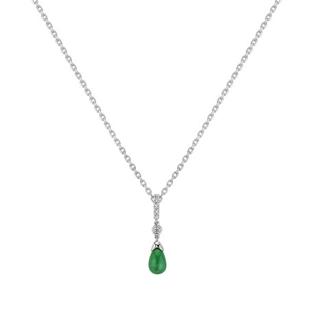 Diamond pendant with Emerald Goutte Verte