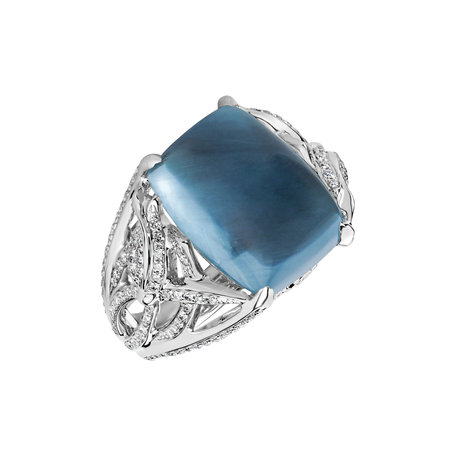 Diamond ring with Aquamarine Ocean Sin