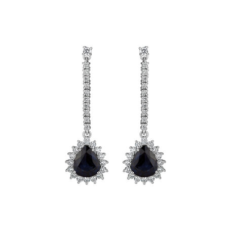 Diamond earrings with Sapphire Royal Sky