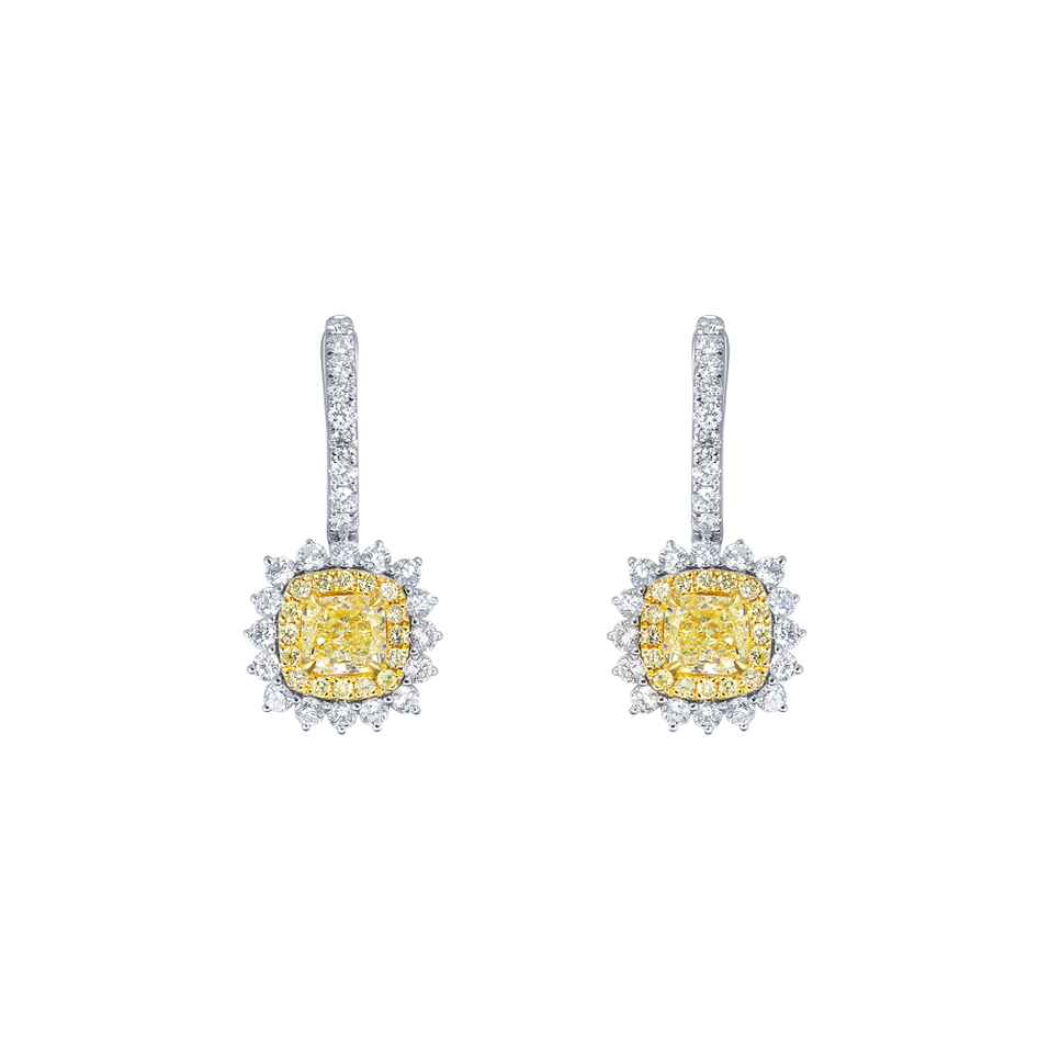 Earrings with yellow and white diamonds Infinite Sunday