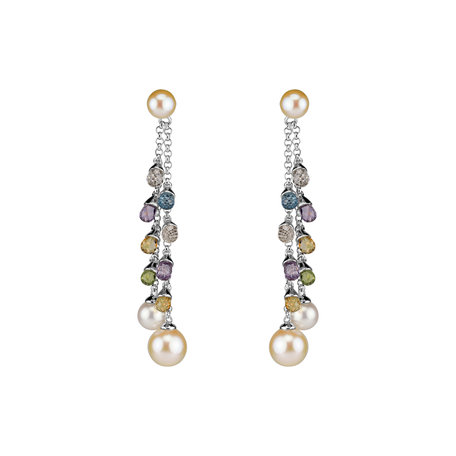 Earrings with Pearl and gemstones Pearly Rain