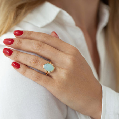 Diamond ring with Chalcedony Princess Mystery