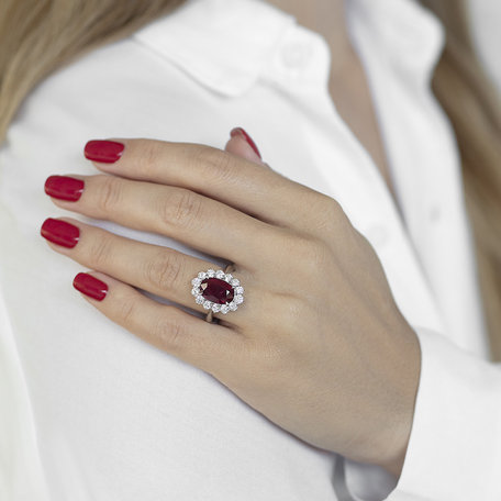 Diamond ring with Ruby Czarina Star