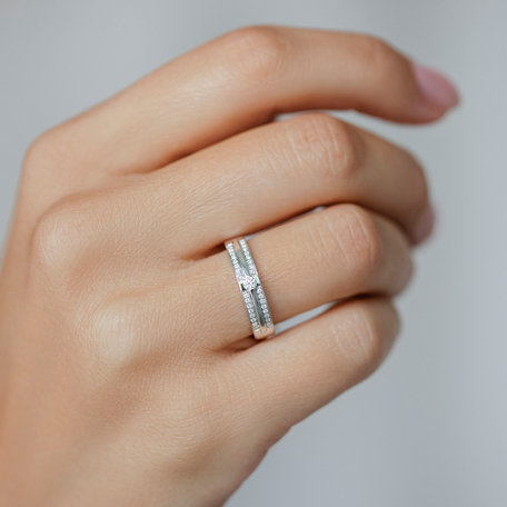 Ring with black and white diamonds Shine Andromeda