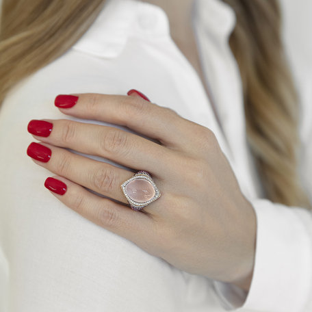 Diamond ring with Rose Quartz and Sapphire Dream Jewel