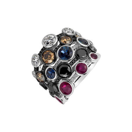 Ring with black and white diamonds Galaxy of Passion