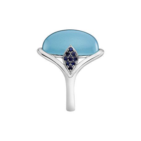 Ring with Aquamarine and Sapphire Akvamarine Beauty