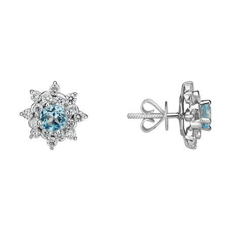 Diamond earrings with Topaz Frozen Sky