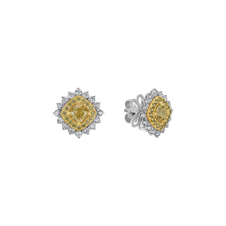 Earrings with yellow and white diamonds Infinite Sunday