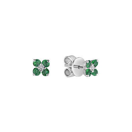 Diamond earrings with Emerald Divine Bloom