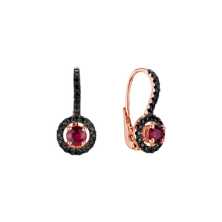 Earrings with black diamonds and Ruby Infinite Splendour