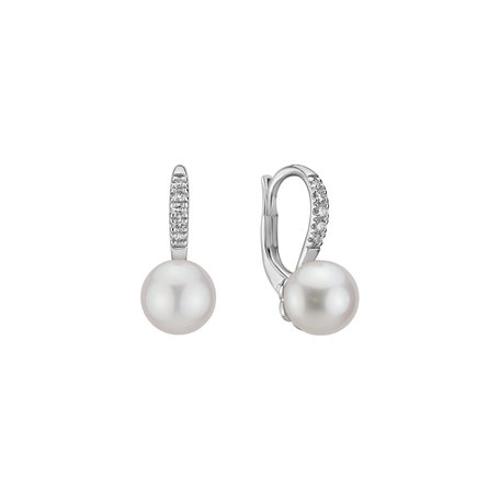 Diamond earrings with Pearl Shimmering Lake