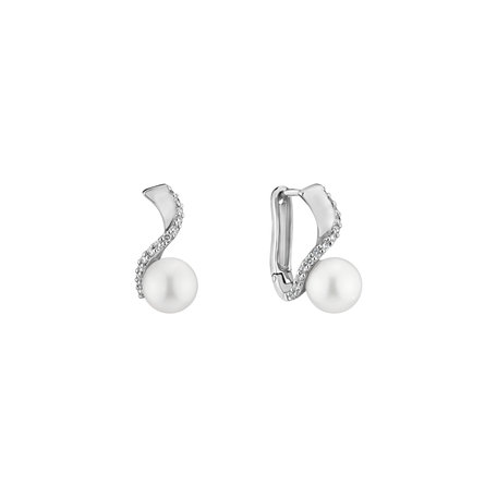 Diamond earrings with Pearl Watery Drops