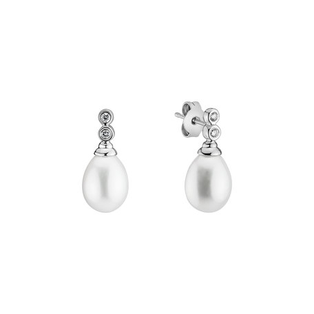Diamond earrings with Pearl Marine Wonder