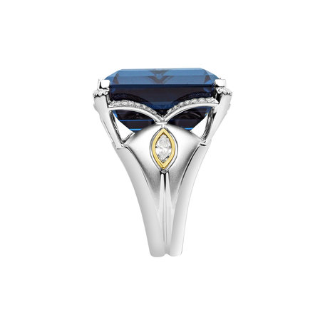 Diamond ring with Topaz Blue Rhapsody