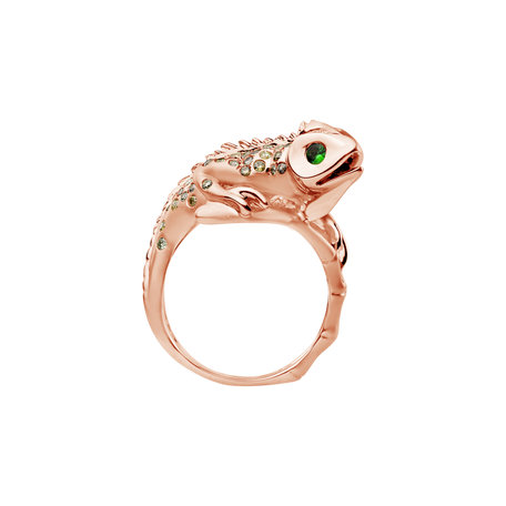Ring with brown diamonds and Garnet Diamond Lizard