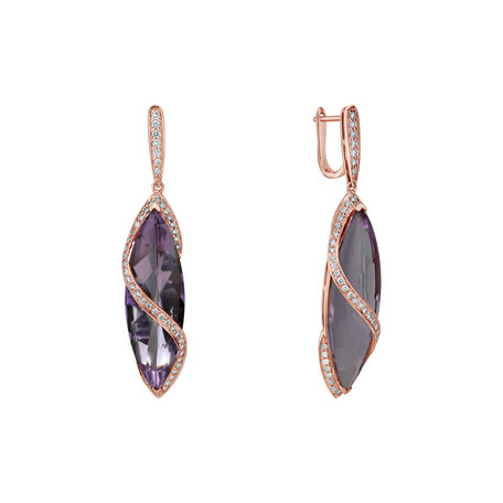 Diamond earrings with Amethyst Nixie