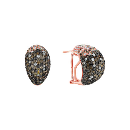Earrings with white, brown and black diamonds Professor Majestic