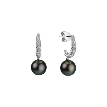 Diamond earrings with Pearl Sea of Mortality