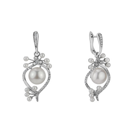 Diamond earrings with Pearl Celestial Lagoon