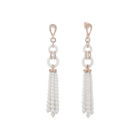 Diamond earrings and Agate Moon Waterfall