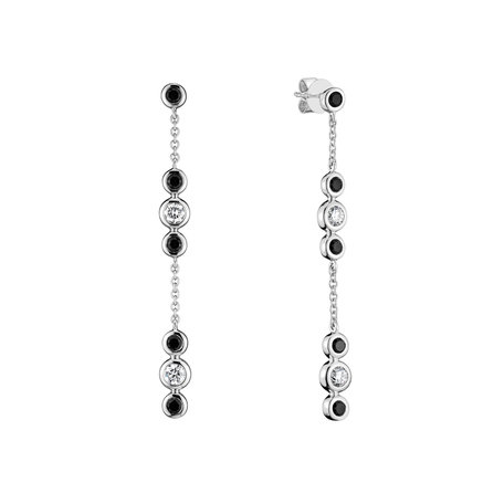 Earrings with black and white diamonds Miracle Waterfall