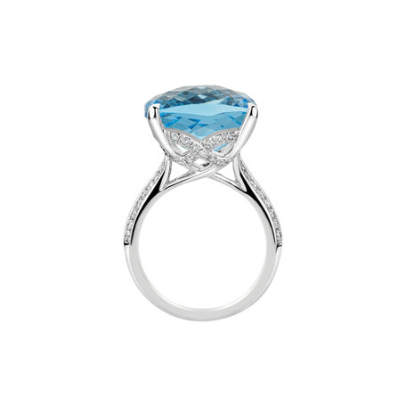 Diamond ring with Topaz Blue Czarina