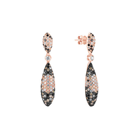 Earrings with white, brown and black diamonds Inferno Secret