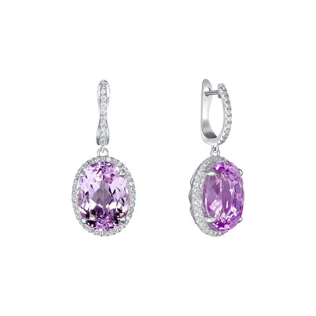 Diamond earrings with Kunzite Graceful Delight