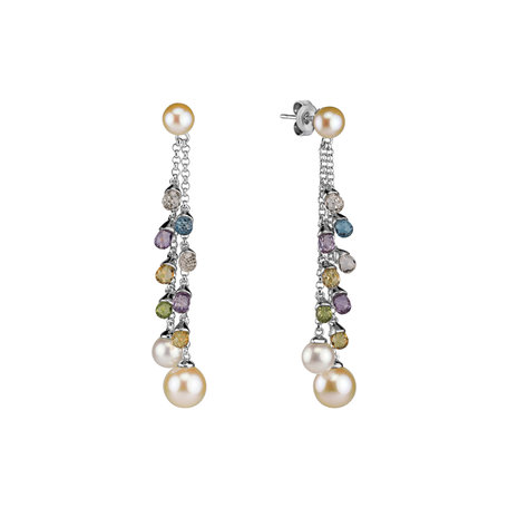 Earrings with Pearl and gemstones Pearly Rain