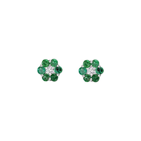 Diamond earrings with Emerald Shiny Constellation