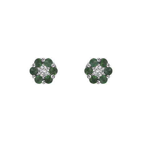 Diamond earrings and Emerald Shiny Flower