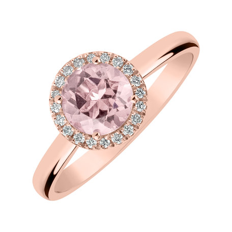 Diamond ring with Rose Quartz Bonbon