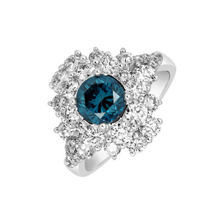 Ring with blue diamonds and white diamonds Sky Tear