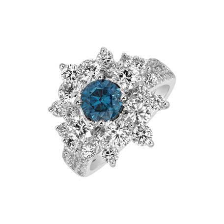 Ring with blue diamonds and white diamonds Blue Treasure