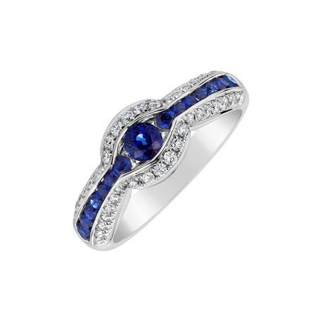 Diamond ring with Sapphire Fiore