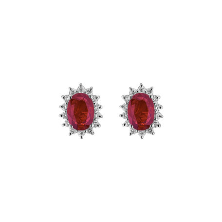 Diamond earrings with Ruby Red Stars
