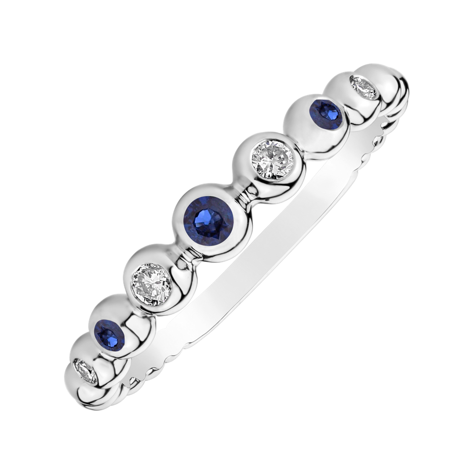 Diamond ring with Sapphire Shiny Dots