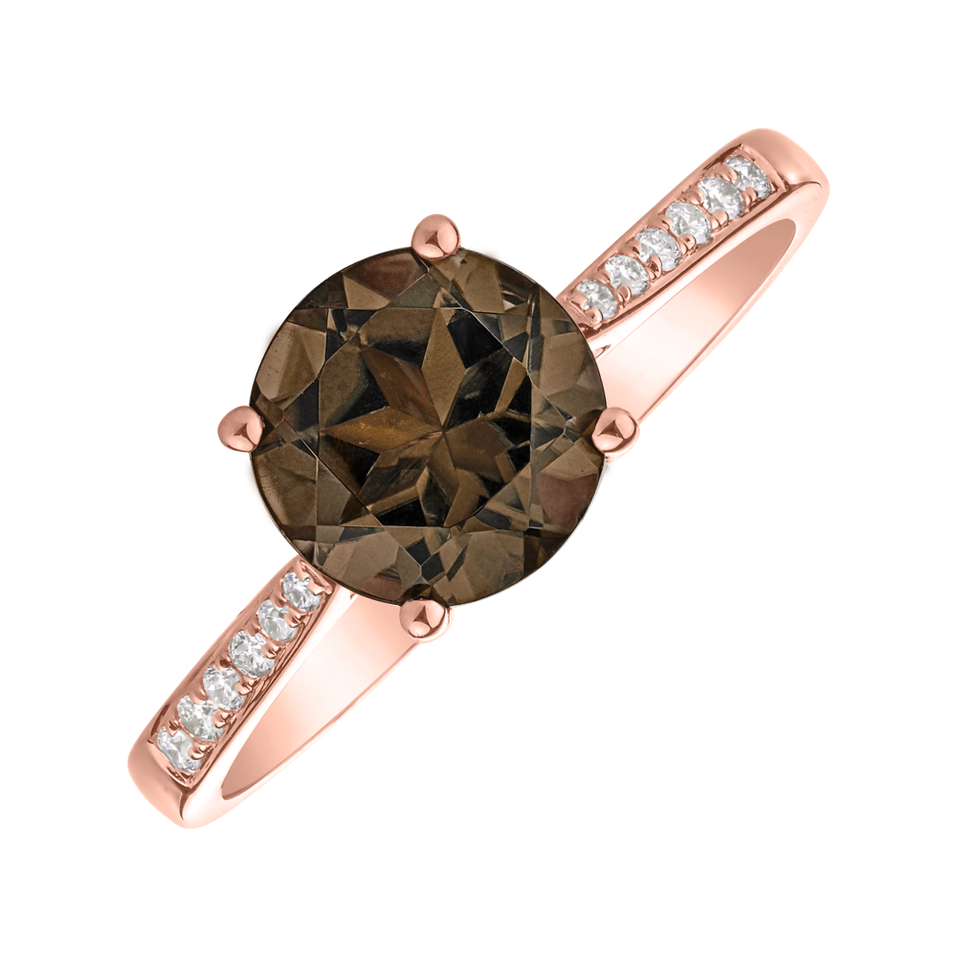 Diamond ring with Smoky Quartz Bonbon