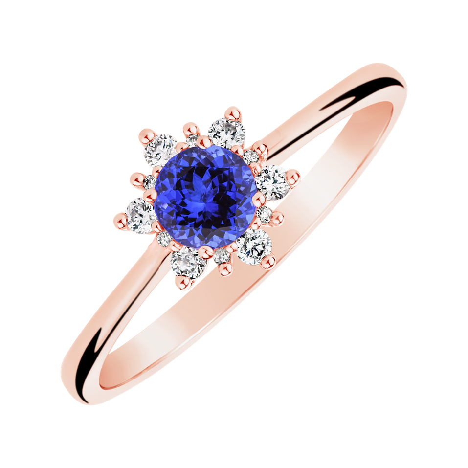 Diamond ring with Tanzanite Glowing Starlet