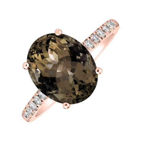 Diamond ring with Smoky Quartz Playful Glamour