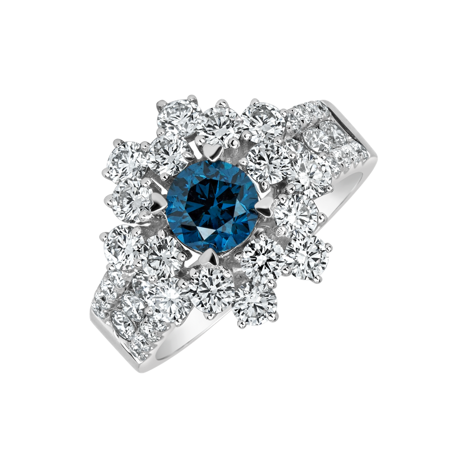 Ring with blue diamonds and white diamonds Eye of Luxury