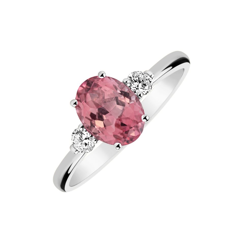 Diamond ring with Tourmaline Blush Blossom
