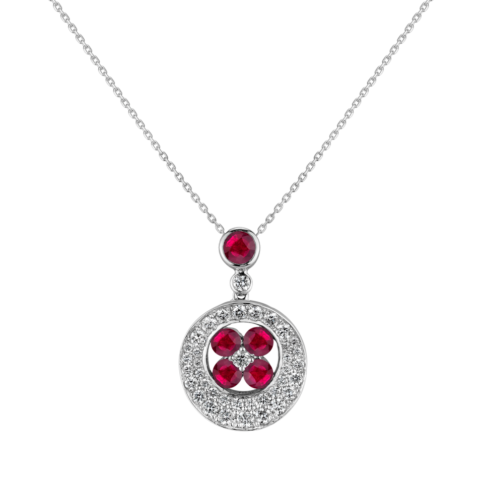 Diamond pendant with Ruby Flower of Spring