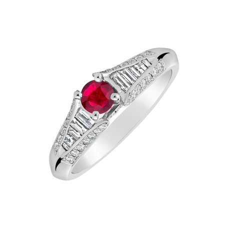 Diamond ring with Ruby In Love
