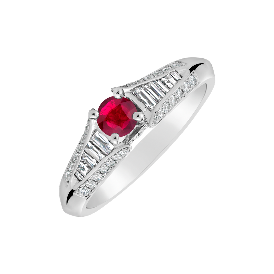 Diamond ring with Ruby In Love