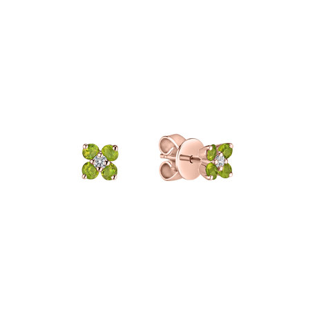 Diamond earrings with Peridot Divine Bloom