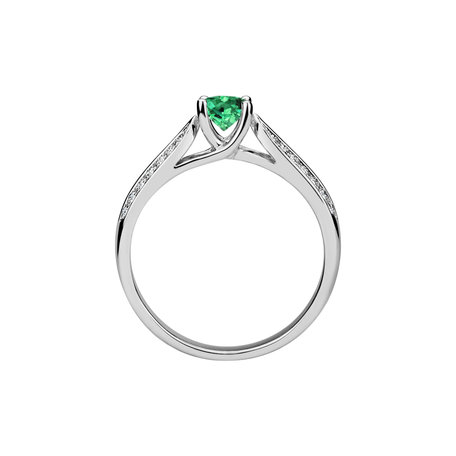 Ring with Diamonds and Emerald Luciano