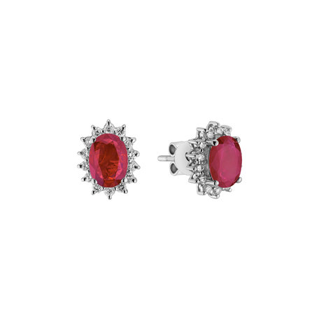 Diamond earrings with Ruby Red Stars