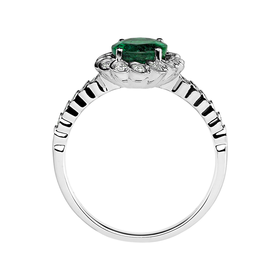 Diamond ring with Emerald Glamour Princess